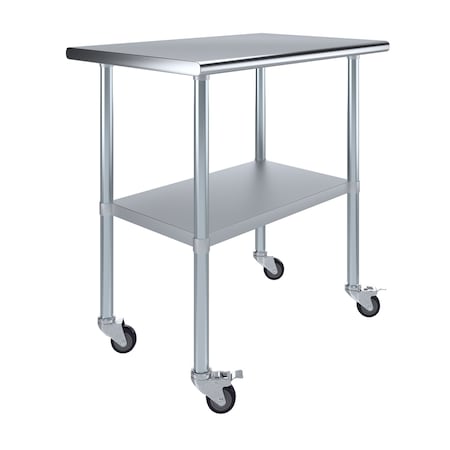 Amgood 24 in. x 36 in. Stainless Steel Table with Wheels AMG WT-2436-WHEELS